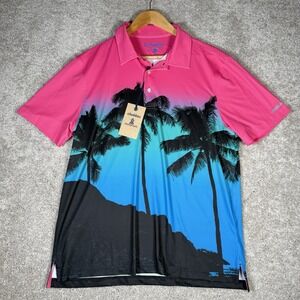NWT Chubbies Men's Medium Sunset Showdown‎ Performance Golf Polo Shirt Beach